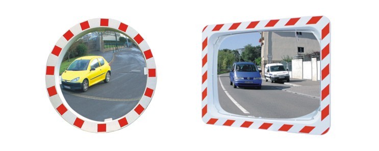 MIRAC Verkehrsspiegel mit Heizung, Acrylglas, rot/weiß, rechteckig, 100 x  80 cm