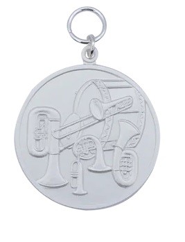 Medaille "Musik",  mit Öse & Ring Ø 39 mm, 54449-21-39 versilbert