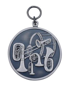 Medaille "Musik",  mit Öse & Ring Ø 39 mm, 54449-31-39 altsilber