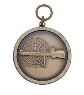 Medaille / Anhänger, Messing, ARMBRUST massiv geprägt, mit Öse und Ring, versch. Ausführungen