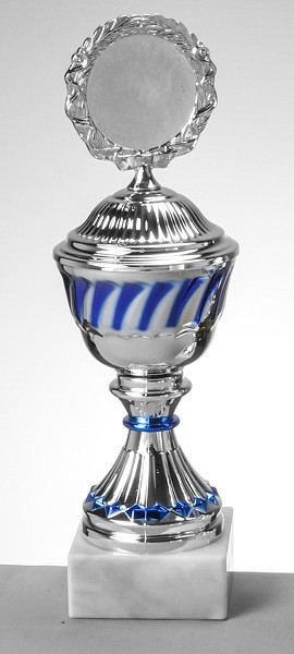 Pokal Tahina 263mm Ø 80 silber-blaul Marmor 70x30 weiß poliert 851349