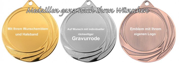 Medaillen indviduell nach ihren Wünschen Ø 69 mm mit Gravurronde BRONZE, SILBER oder BRONZE 9366