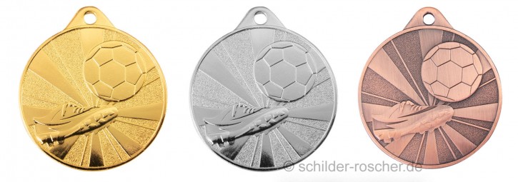 Fußball Medaillen gold, silber oder bronze  mit Standardemblem und Halsband  9372