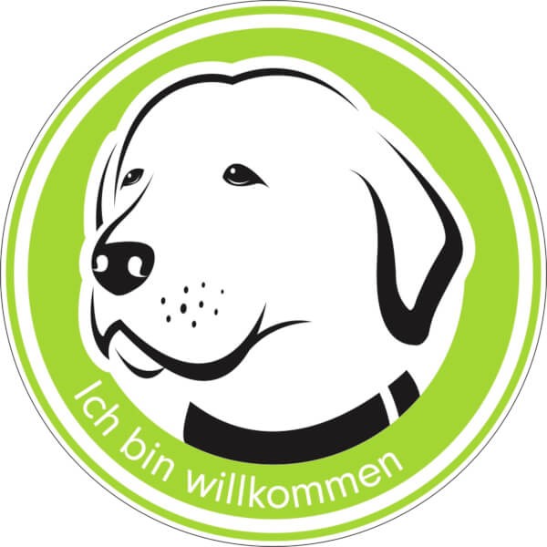 Schild Folienaufkleber Hunde willkommen / Hunde erwünscht Ø 100 mm - 21.0841